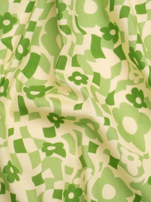 Mood Exclusive Green Puddled Petals Stretch Cotton Poplin Mood Exclusive Green Puddled Petals Stretch Cotton Poplin