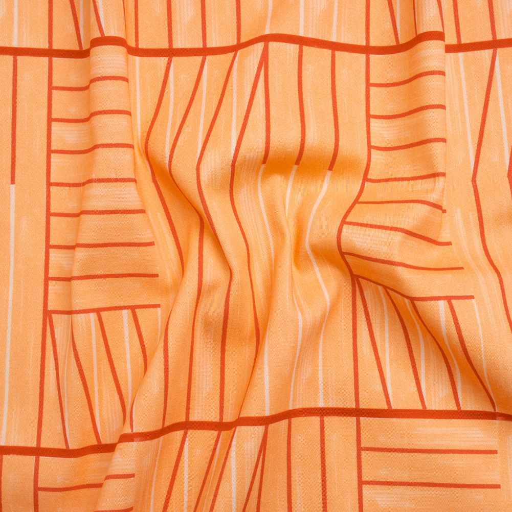 Stretch Cotton Twill Print – Orange Lines in Blocks – Mood Exclusive Structurally Sound Stretch Cotton Twill Print – Orange Lines in Blocks – Mood Exclusive Structurally Sound