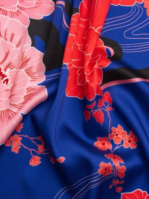Recycled Polyester Twill – Blue and Pink Floral – Japanese Daydreams Print – Mood Exclusive Groove Collection Recycled Polyester Twill – Blue and Pink Floral – Japanese Daydreams Print – Mood Exclusive Groove Collection