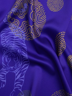 Recycled Polyester Twill Print – Blue and Yellow Tigers and Circles – Mood Exclusive Last Known Survivor Recycled Polyester Twill Print – Blue and Yellow Tigers and Circles – Mood Exclusive Last Known Survivor