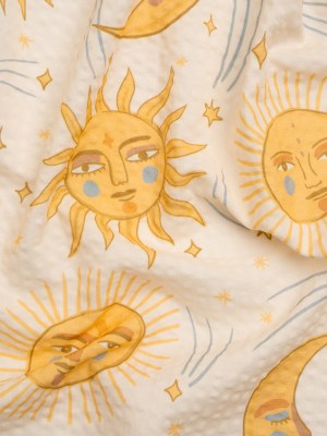 Cotton and Viscose Striped Seersucker Print – Cream Suns and Moons – Mood Exclusive Friendly Faces Cotton and Viscose Striped Seersucker Print – Cream Suns and Moons – Mood Exclusive Friendly Faces