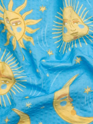 Cotton and Viscose Striped Seersucker Print – Sky Blue Suns and Moons – Mood Exclusive Friendly Faces Cotton and Viscose Striped Seersucker Print – Sky Blue Suns and Moons – Mood Exclusive Friendly Faces