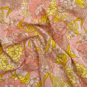 Mood Exclusive Pink Cherry Blossom Lessons Stretch Polyester Seersucker Mood Exclusive Pink Cherry Blossom Lessons Stretch Polyester Seersucker