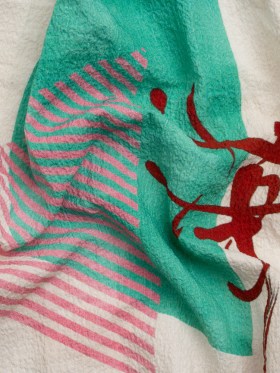 Mood Exclusive Cream Calligraph Creator Stretch Polyester Seersucker Mood Exclusive Cream Calligraph Creator Stretch Polyester Seersucker