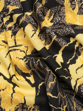 Linen and Rayon Woven Print – Black and Yellow Floral – Mood Exclusive Fossilized Memories Linen and Rayon Woven Print – Black and Yellow Floral – Mood Exclusive Fossilized Memories