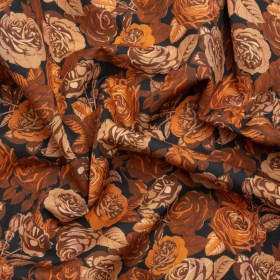 Cotton Poplin Print – Orange and Brown Floral – Mood Exclusive Memory of Roses Cotton Poplin Print – Orange and Brown Floral – Mood Exclusive Memory of Roses