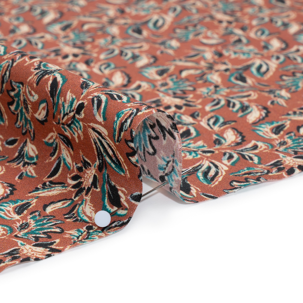 Cotton Poplin Print – Burnt Orange and Teal Leaves – Mood Exclusive Cranberry Corral Cotton Poplin Print – Burnt Orange and Teal Leaves – Mood Exclusive Cranberry Corral