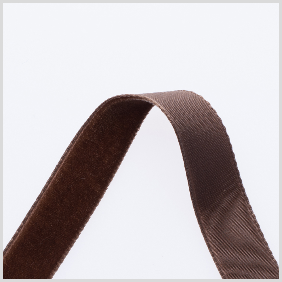 0.625" Brown Nylon Velvet Ribbon