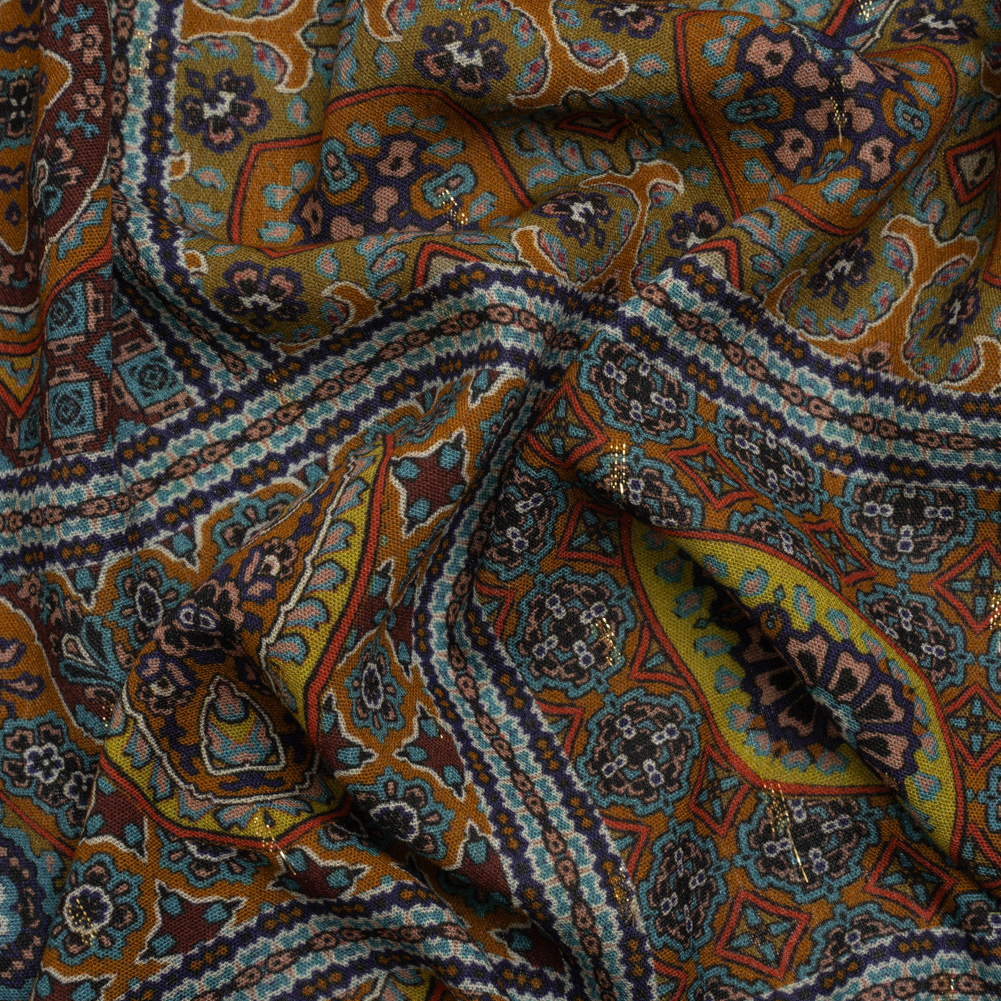 Mood Exclusive Ochre Basilica Bella Metallic Dotted Crinkled Viscose Crepe Mood Exclusive Ochre Basilica Bella Metallic Dotted Crinkled Viscose Crepe