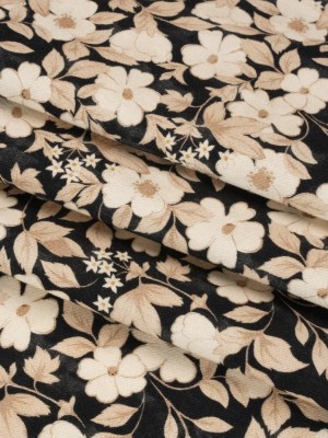 Brushed Stretch Cotton Twill Print – Black and Cream Floral – Mood Exclusive Moon-Calm Meeting Brushed Stretch Cotton Twill Print – Black and Cream Floral – Mood Exclusive Moon-Calm Meeting