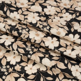 Brushed Stretch Cotton Twill Print – Black and Cream Floral – Mood Exclusive Moon-Calm Meeting Brushed Stretch Cotton Twill Print – Black and Cream Floral – Mood Exclusive Moon-Calm Meeting