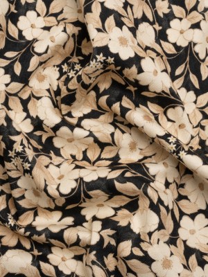 Brushed Stretch Cotton Twill Print – Black and Cream Floral – Mood Exclusive Moon-Calm Meeting Brushed Stretch Cotton Twill Print – Black and Cream Floral – Mood Exclusive Moon-Calm Meeting