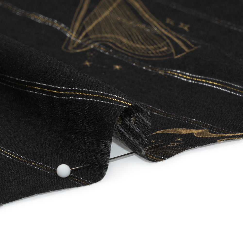 Mood Exclusive Black Concerto in Ursa Major Metallic Pinstriped Viscose Dobby