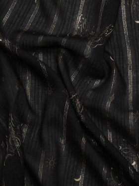 Mood Exclusive Black Sky Sanctuary Metallic Pinstriped Viscose Dobby Mood Exclusive Black Sky Sanctuary Metallic Pinstriped Viscose Dobby