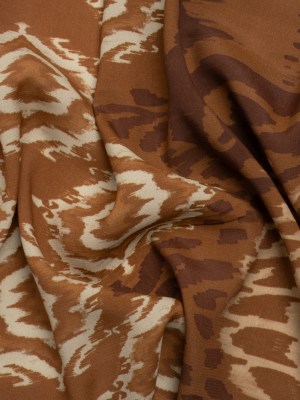 Sustainable Viscose Crepe Print – Brown and Beige Ikat Abstract – Mood Exclusive Woodgrain Test Sustainable Viscose Crepe Print – Brown and Beige Ikat Abstract – Mood Exclusive Woodgrain Test