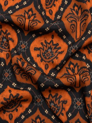 Sustainable Viscose Crepe Print – Orange and Black Floral Ogees – Mood Exclusive Salem Surroundings Sustainable Viscose Crepe Print – Orange and Black Floral Ogees – Mood Exclusive Salem Surroundings