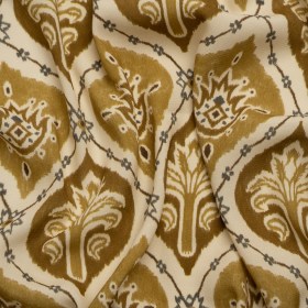Sustainable Viscose Crepe Print – Golden Olive and Beige Floral Ogees – Mood Exclusive Salem Surroundings Sustainable Viscose Crepe Print – Golden Olive and Beige Floral Ogees – Mood Exclusive Salem Surroundings