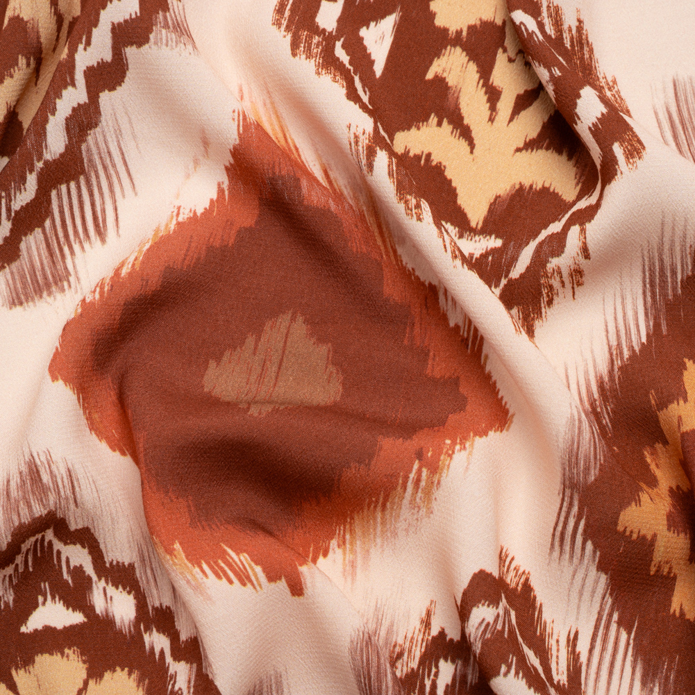 Sustainable Viscose Crepe Print – Cream, Red and Yellow Ikat Diamonds – Mood Exclusive Pressed Peonies Sustainable Viscose Crepe Print – Cream, Red and Yellow Ikat Diamonds – Mood Exclusive Pressed Peonies