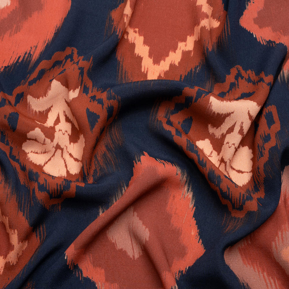 Sustainable Viscose Crepe Print – Navy, Red and Yellow Ikat Diamonds – Mood Exclusive Pressed Peonies Sustainable Viscose Crepe Print – Navy, Red and Yellow Ikat Diamonds – Mood Exclusive Pressed Peonies