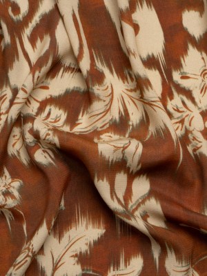 Sustainable Viscose Crepe Print – Rust and Beige Ikat Floral – Mood Exclusive Harvest Moon Sustainable Viscose Crepe Print – Rust and Beige Ikat Floral – Mood Exclusive Harvest Moon