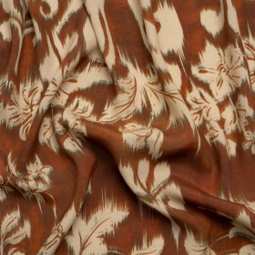 Sustainable Viscose Crepe Print – Rust and Beige Ikat Floral – Mood Exclusive Harvest Moon Sustainable Viscose Crepe Print – Rust and Beige Ikat Floral – Mood Exclusive Harvest Moon