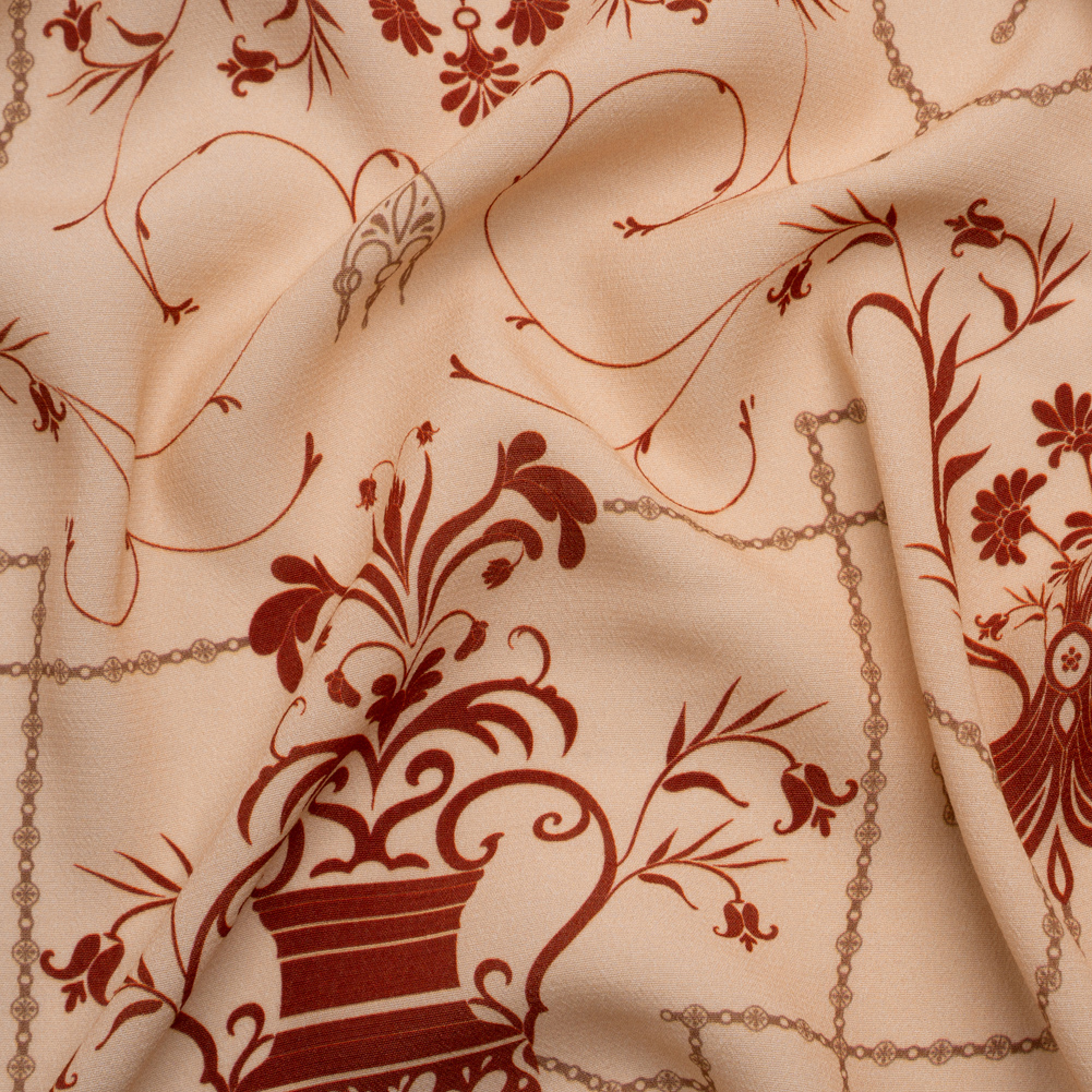 Sustainable Viscose Crepe Print – Beige and Dark Red Flower Vases – Mood Exclusive Persephone’s Treasures Sustainable Viscose Crepe Print – Beige and Dark Red Flower Vases – Mood Exclusive Persephone’s Treasures