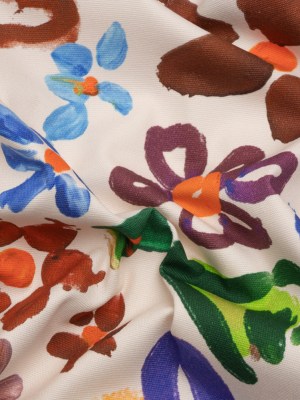 Stretch Cotton Canvas Print – White, Blue and Green Painterly Floral – Mood Exclusive Fingerpainted Flowers Stretch Cotton Canvas Print – White, Blue and Green Painterly Floral – Mood Exclusive Fingerpainted Flowers