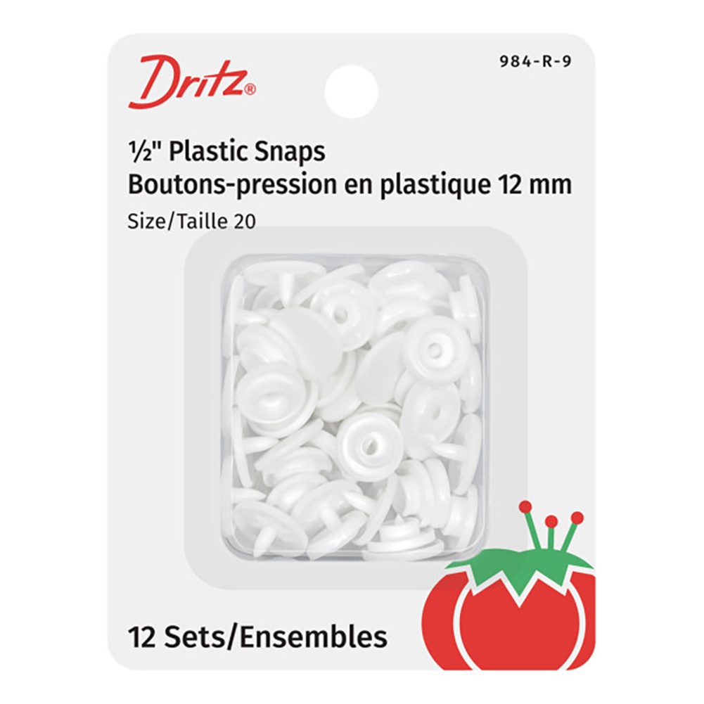 Dritz Plastic Round Snaps – White – 0.5″, 12 SETS Dritz Plastic Round Snaps – White – 0.5″, 12 SETS