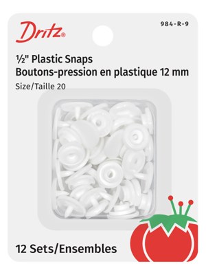 Dritz Plastic Round Snaps – White – 0.5″, 12 SETS Dritz Plastic Round Snaps – White – 0.5″, 12 SETS