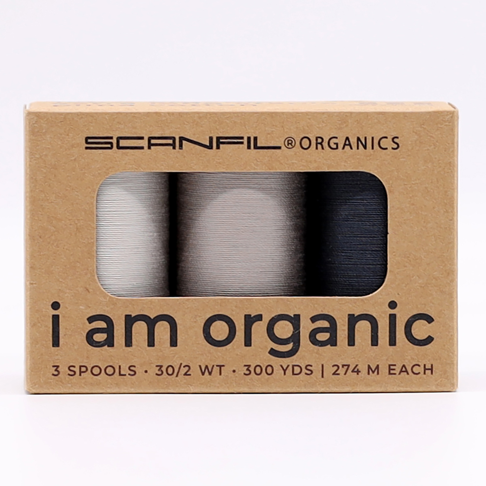 SCANFIL® 30wt Organic Pima Cotton Thread Trio Set – 3ct 300yd Spools – Stormy Grays SCANFIL® 30wt Organic Pima Cotton Thread Trio Set – 3ct 300yd Spools – Stormy Grays
