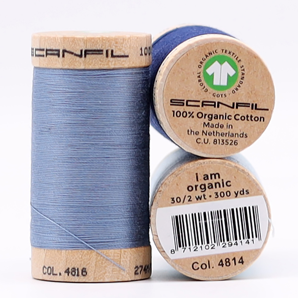 SCANFIL® 30wt Organic Pima Cotton Thread Trio Set - 3ct 300yd Spools - Denim Blues