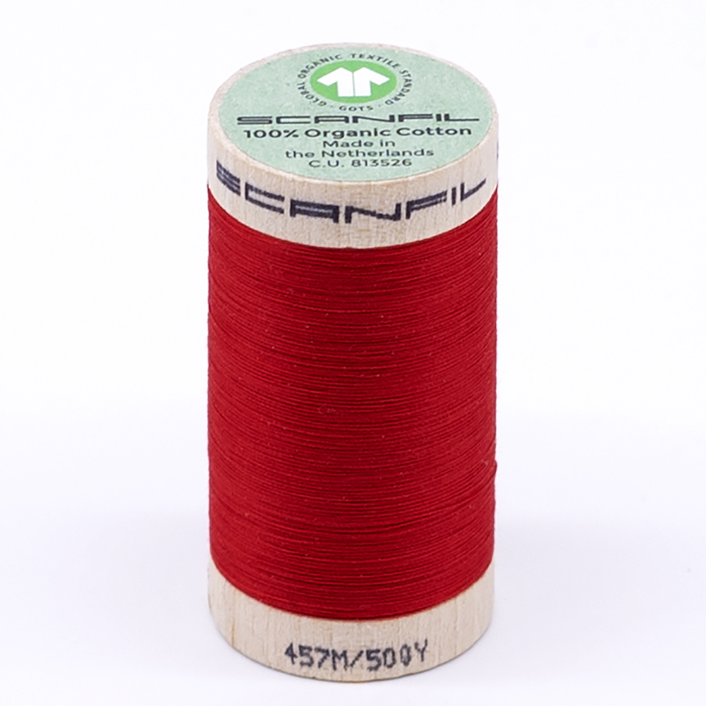 SCANFIL 50wt Organic Pima Cotton Thread 500 yds – 4805 High Risk Red SCANFIL 50wt Organic Pima Cotton Thread 500 yds – 4805 High Risk Red