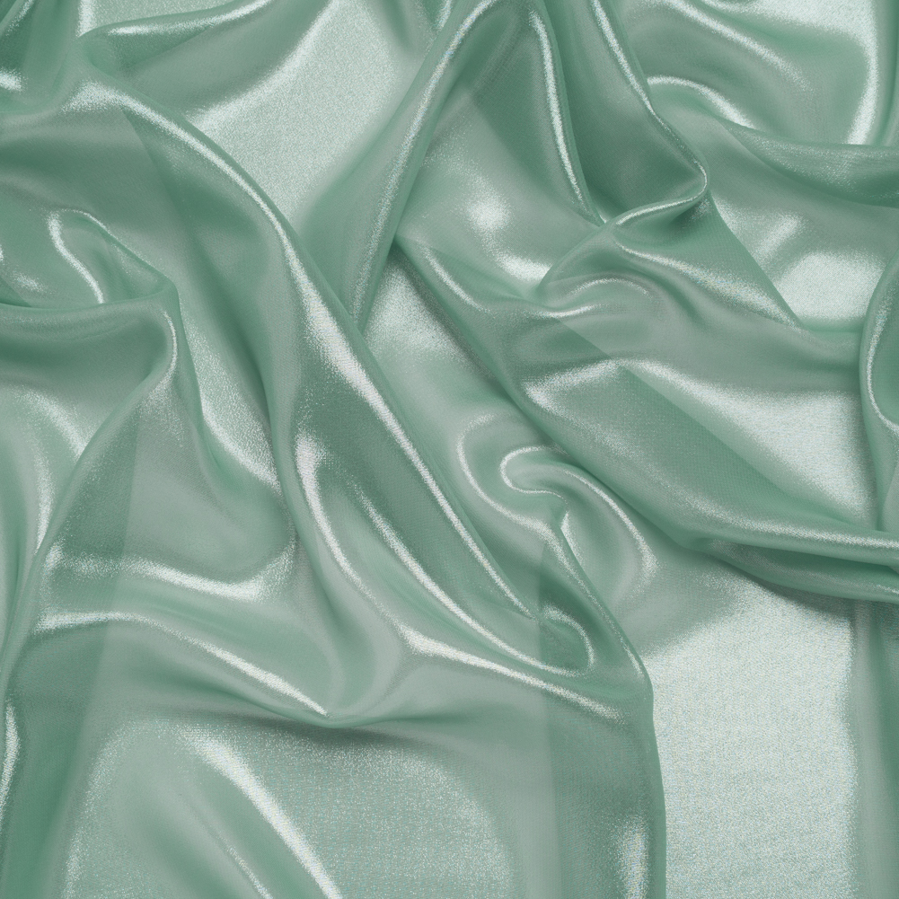 Liquid Sheen Metallic Polyester Chiffon – Silver on Aqua – Liquid Sheen Chiffon Collection Liquid Sheen Metallic Polyester Chiffon – Silver on Aqua – Liquid Sheen Chiffon Collection