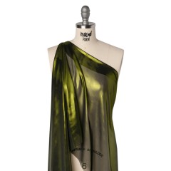 Liquid Sheen Metallic Polyester Chiffon – Olive on Black – Liquid Sheen Chiffon Collection Liquid Sheen Metallic Polyester Chiffon – Olive on Black – Liquid Sheen Chiffon Collection