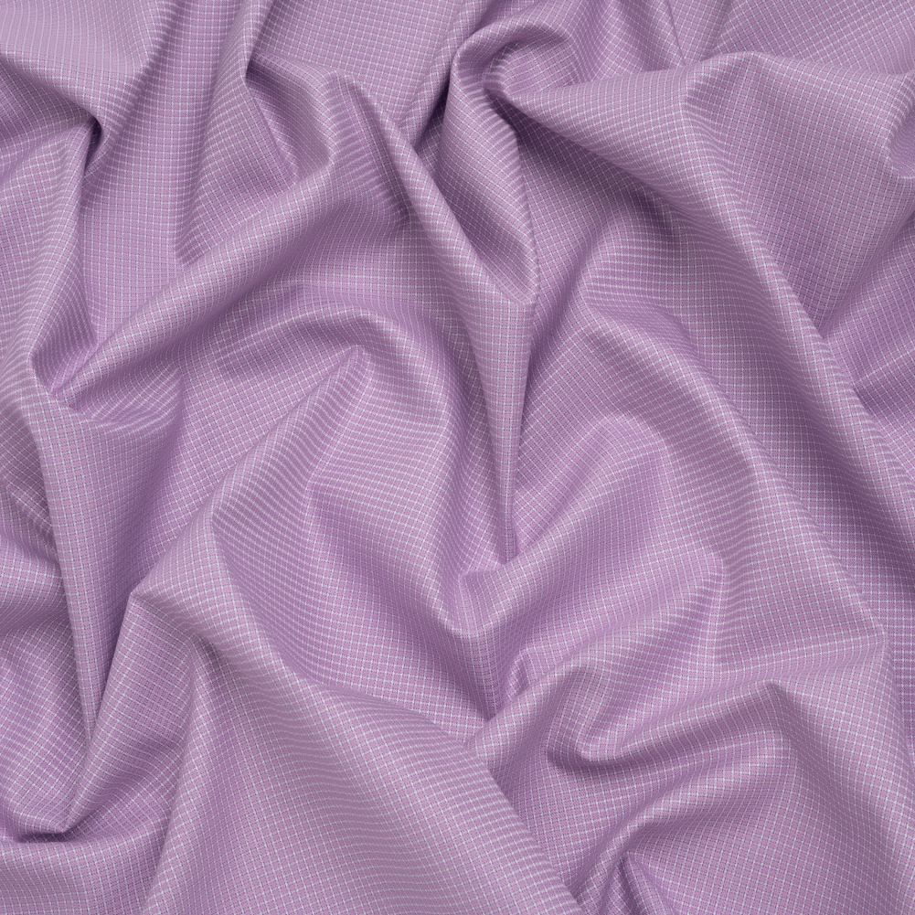 Cotton Twill Shirting – Lavender and White Checks – Deadstock Cotton Twill Shirting – Lavender and White Checks – Deadstock