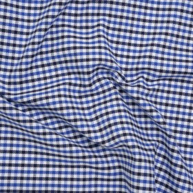 Cotton Oxford Shirting – Blue, Midnight and White Tattersall Check – Deadstock Cotton Oxford Shirting – Blue, Midnight and White Tattersall Check – Deadstock