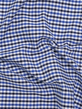 Cotton Oxford Shirting – Blue, Midnight and White Tattersall Check – Deadstock Cotton Oxford Shirting – Blue, Midnight and White Tattersall Check – Deadstock