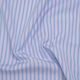 Cotton Shirting – Baby Blue, Light Pink and Navy Stripes – Deadstock Cotton Shirting – Baby Blue, Light Pink and Navy Stripes – Deadstock