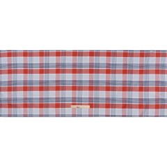 Cotton Oxford Shirting – Sky Blue, Navy and Light Red Plaid – Deadstock Cotton Oxford Shirting – Sky Blue, Navy and Light Red Plaid – Deadstock