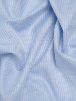 Cotton Herringbone Twill – Blue and White Stripes – Deadstock Cotton Herringbone Twill – Blue and White Stripes – Deadstock
