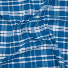 Cotton Oxford Shirting – Bright Blue and White Plaid – Deadstock Cotton Oxford Shirting – Bright Blue and White Plaid – Deadstock