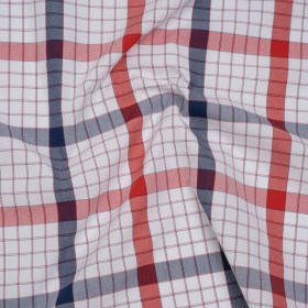 Cotton Shirting – Red, Blue and White Checked Plaid – Deadstock Cotton Shirting – Red, Blue and White Checked Plaid – Deadstock