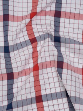 Cotton Shirting – Red, Blue and White Checked Plaid – Deadstock Cotton Shirting – Red, Blue and White Checked Plaid – Deadstock