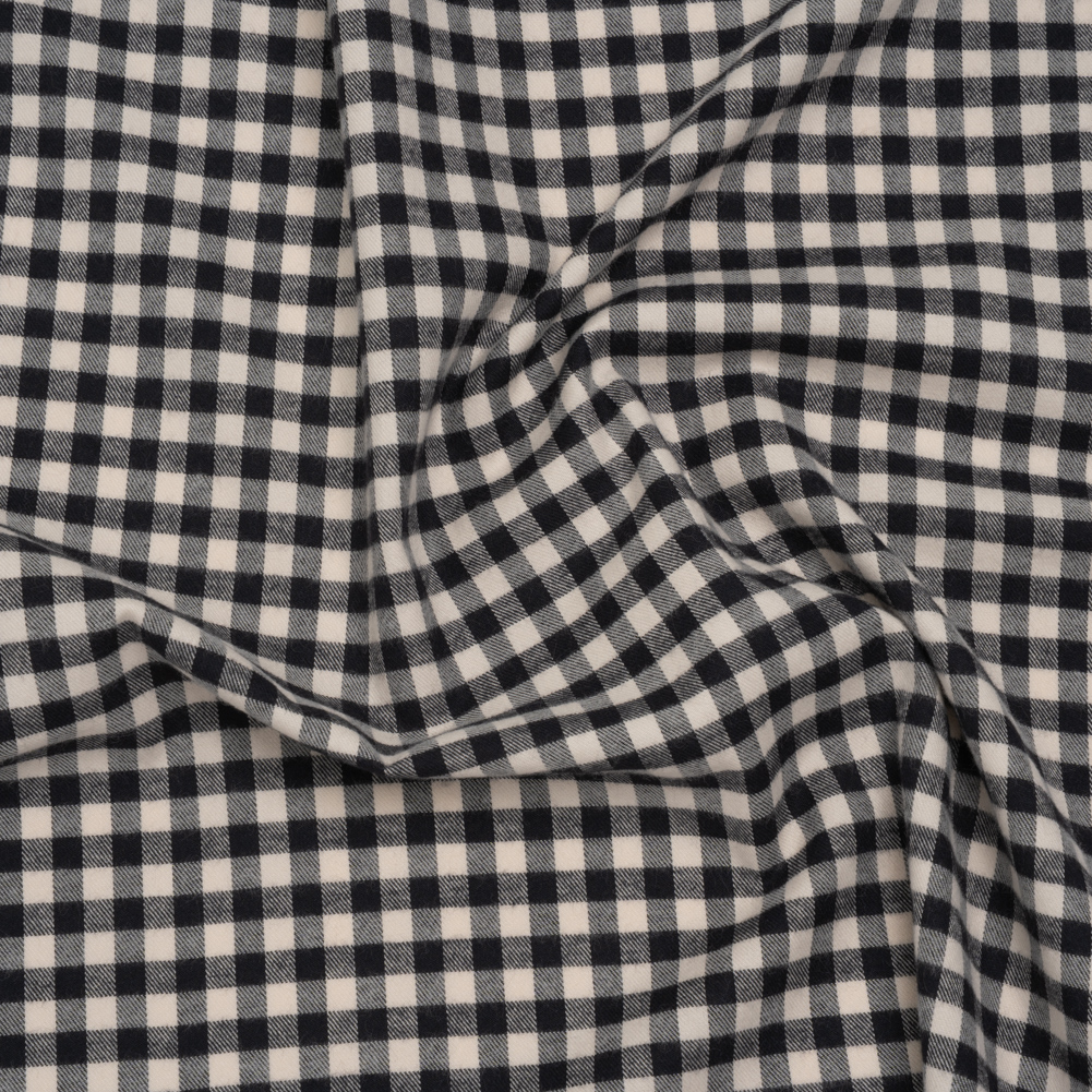 Brushed Cotton Twill Shirting Flannel – Black and Off White Checks – Designer Deadstock Brushed Cotton Twill Shirting Flannel – Black and Off White Checks – Designer Deadstock