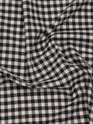 Brushed Cotton Twill Shirting Flannel – Black and Off White Checks – Designer Deadstock Brushed Cotton Twill Shirting Flannel – Black and Off White Checks – Designer Deadstock