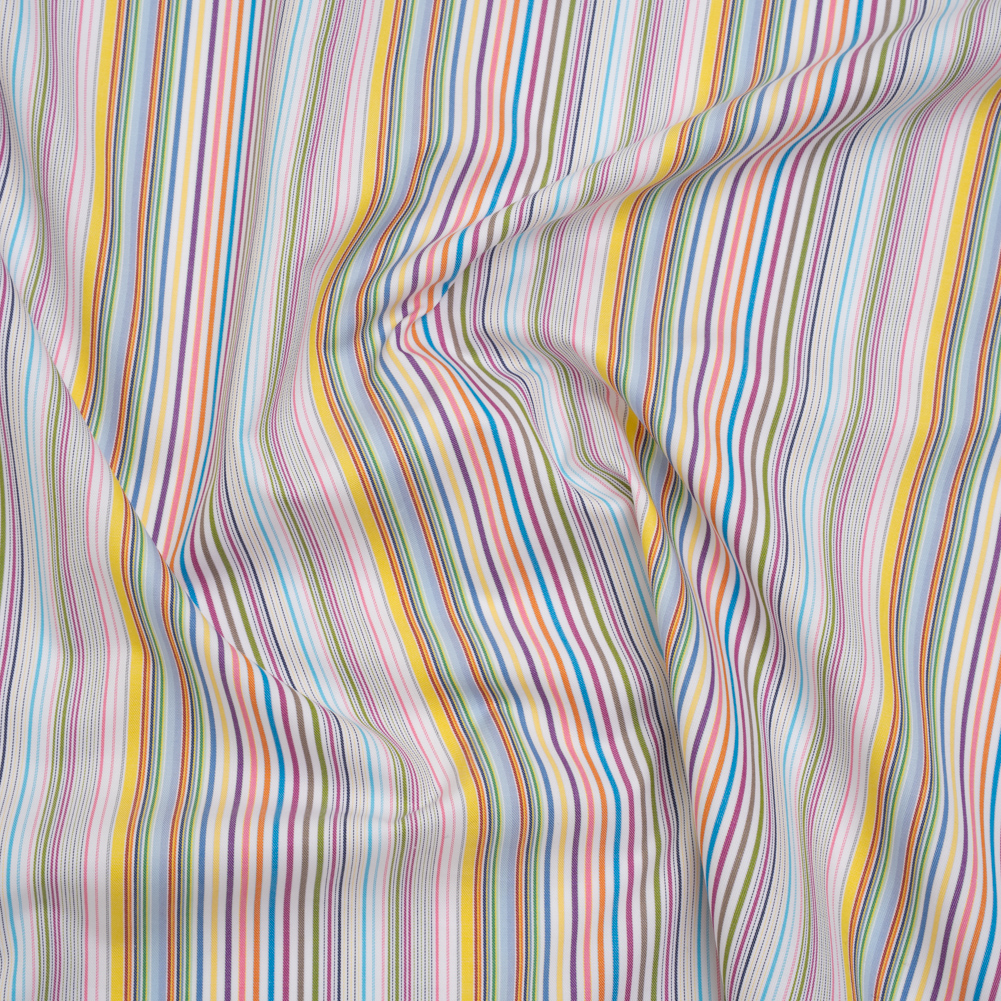 Cotton Twill Shirting – Rainbow Barcode Stripes – Deadstock Cotton Twill Shirting – Rainbow Barcode Stripes – Deadstock
