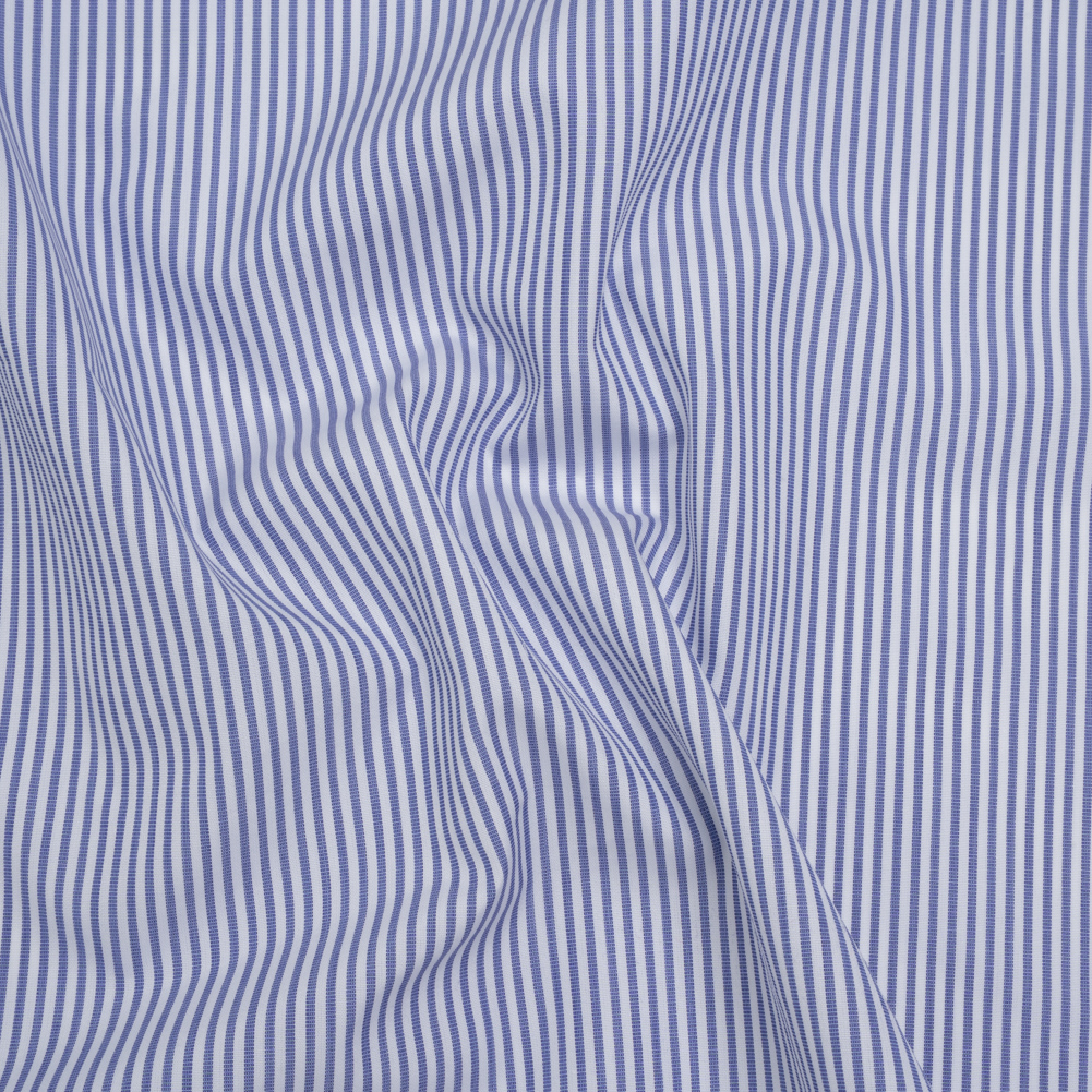 Cotton Poplin Shirting – Blue and White Candy Stripes – Designer Deadstock Cotton Poplin Shirting – Blue and White Candy Stripes – Designer Deadstock