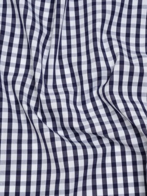 Cotton Shirting – Navy Blue and White Checks – Deadstock Cotton Shirting – Navy Blue and White Checks – Deadstock