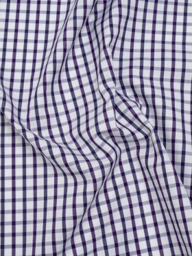 Cotton Twill Shirting – Navy Blue, Purple and White Tattersall Check – Designer Deadstock Cotton Twill Shirting – Navy Blue, Purple and White Tattersall Check – Designer Deadstock
