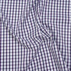 Cotton Twill Shirting – Navy Blue, Purple and White Tattersall Check – Designer Deadstock Cotton Twill Shirting – Navy Blue, Purple and White Tattersall Check – Designer Deadstock